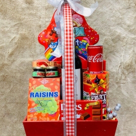 Hamper Quà Tết 2020 giỏ Gỗ Lịch Lãm cùng nước ep trái cây 