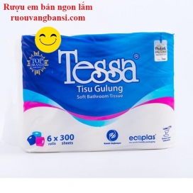 Giấy vệ sinh Tessa nhập khẩu Indonesia lốc 6 cuộn x 300 tờ (PB02)
