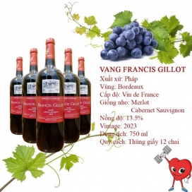 Rượu vang FRANCIS GILLOT MERLOT CABERNET SAUVIGNON - Giá rẻ quá trời luôn nè