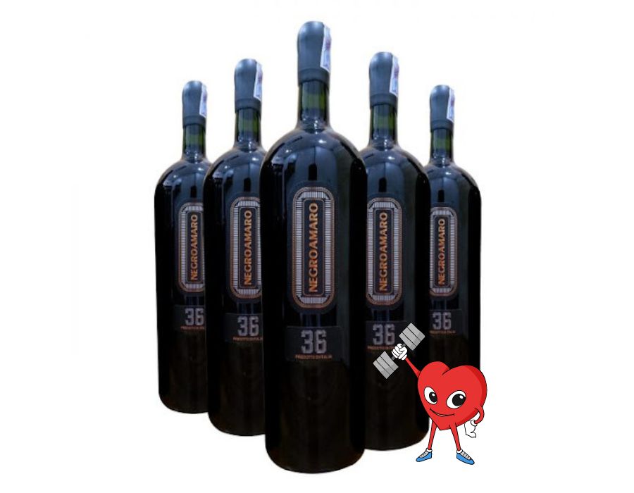 Rượu vang Ý 36 NEGROAMARO 1,5l - Giá chạm mốc siêu rẻ