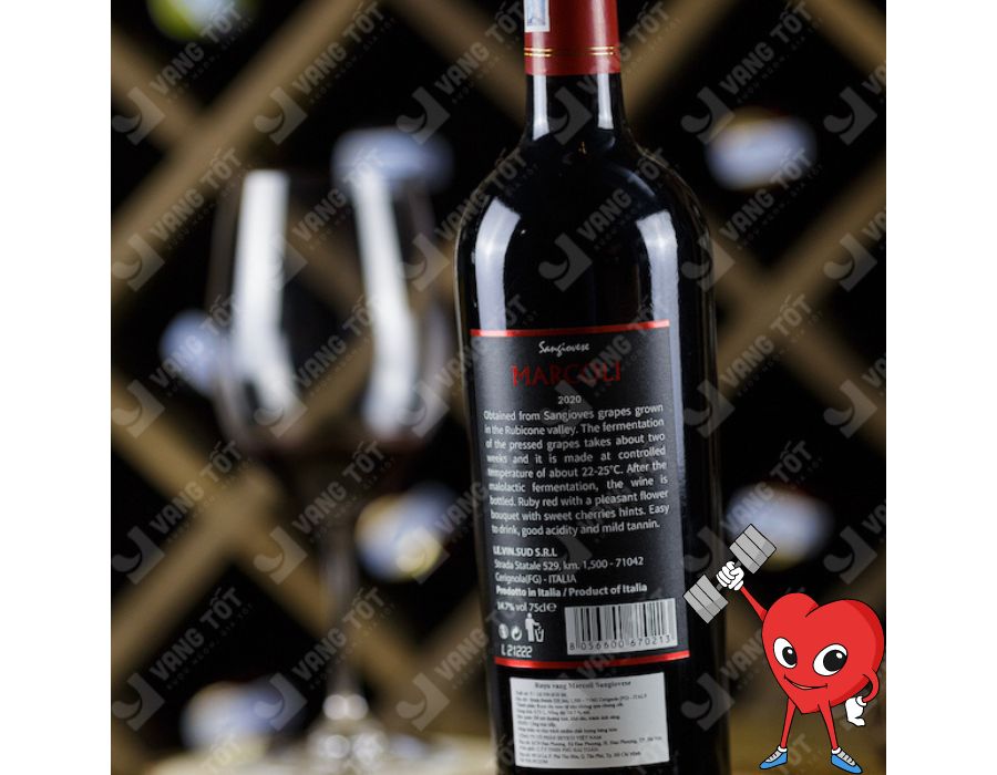Rượu vang Ý MARCOLI SANGIOVESE 750ml - Giá rẻ chấn động địa cầu