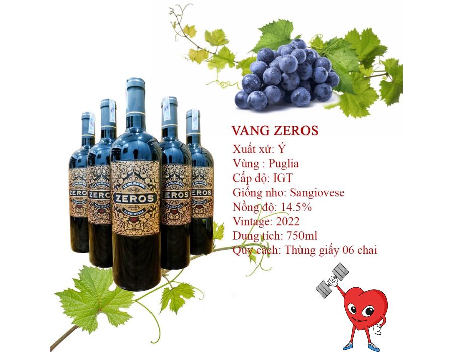 Rượu vang Ý Zeros Sangiovese 750ml - Giá rẻ chấn động thị trường