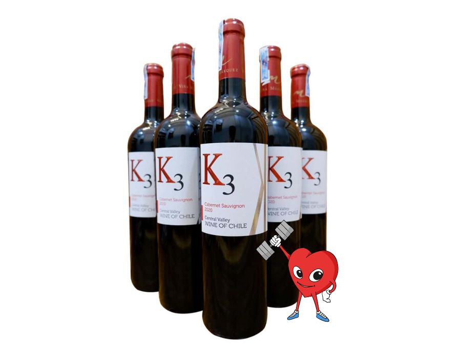 Rượu vang đỏ CHILE K3 750ml 13,5% - Giá giảm sốc toàn thị trường