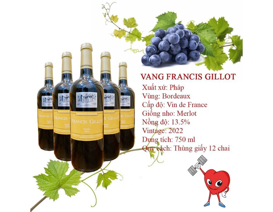 Rượu vang Pháp FRANCIS GILLOT MERLOT 750ml - Giá rẻ lắm nha