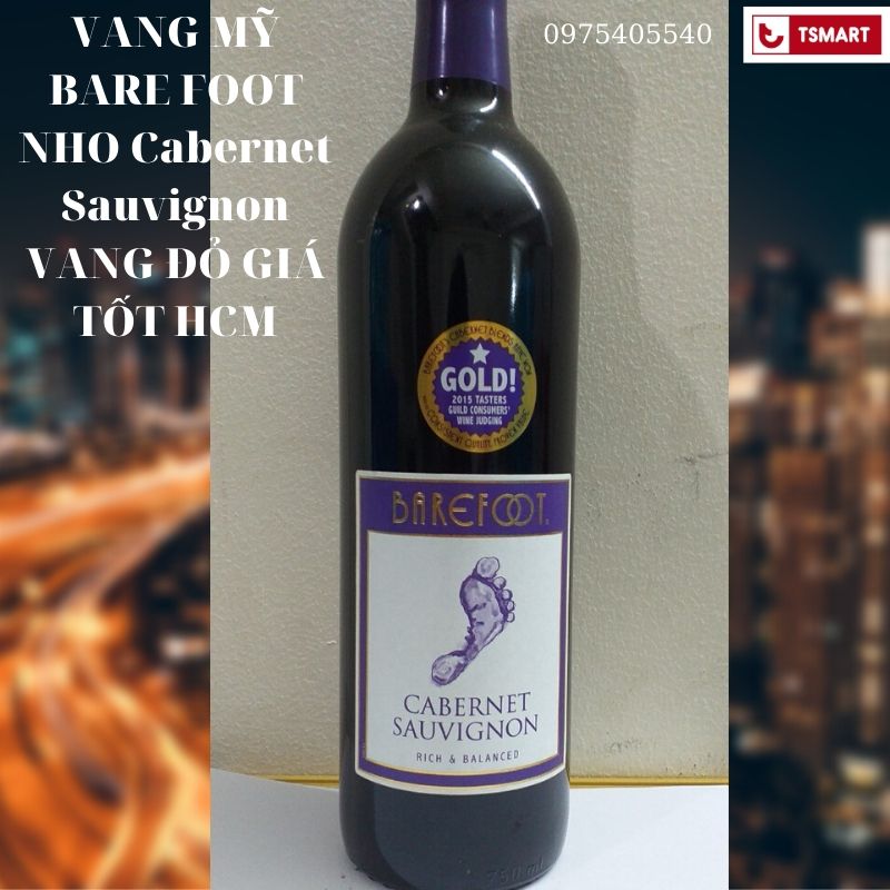 VANG MỸ BARE FOOT NHO Cabernet Sauvignon VANG ĐỎ GIÁ TỐT HCM