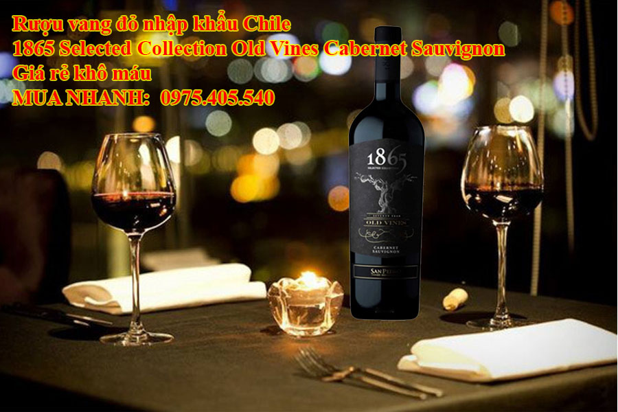 Rượu vang đỏ nhập khẩu Chile 1865 Selected Collection Old Vines Cabernet Sauvignon Giá rẻ khô máu 