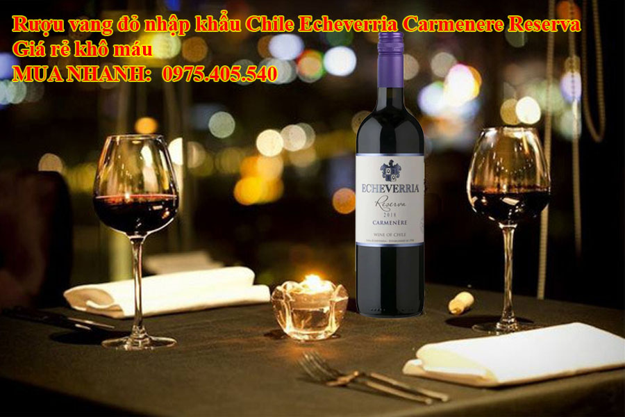 Rượu vang đỏ nhập khẩu Chile Echeverria Carmenere Reserva Giá rẻ khô máu 