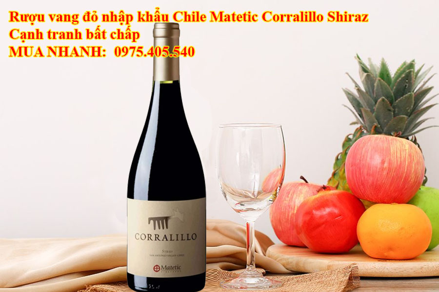 Rượu vang đỏ nhập khẩu Chile Matetic Corralillo Shiraz Cạnh tranh bất chấp