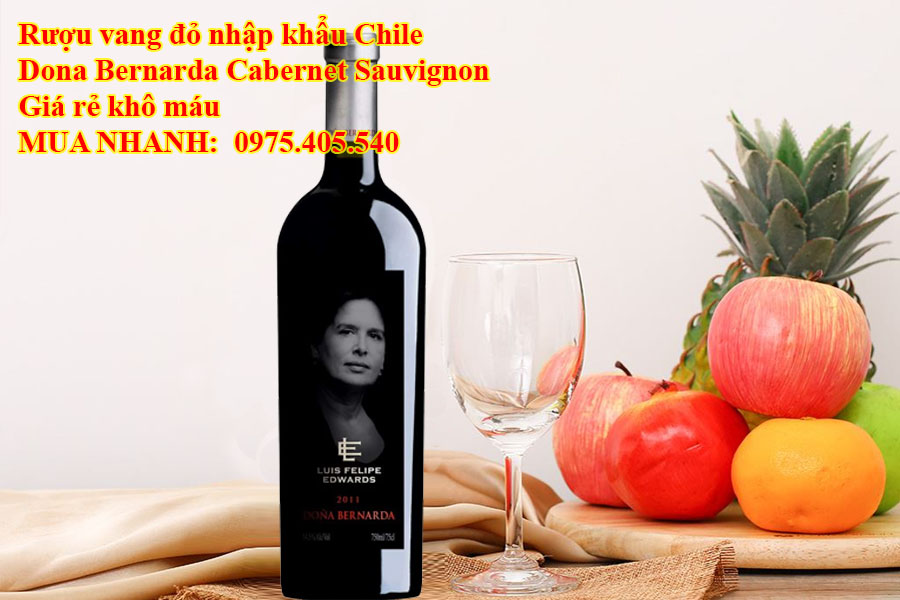 Rượu vang đỏ nhập khẩu Chile Dona Bernarda Cabernet Sauvignon Giá rẻ khô máu