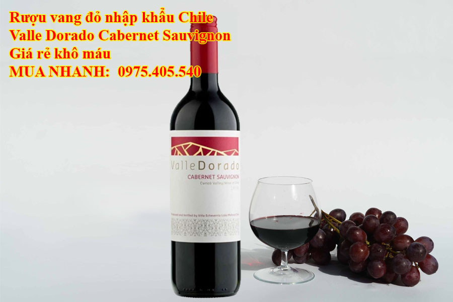 Rượu vang đỏ nhập khẩu Chile Valle Dorado Cabernet Sauvignon Giá rẻ khô máu 