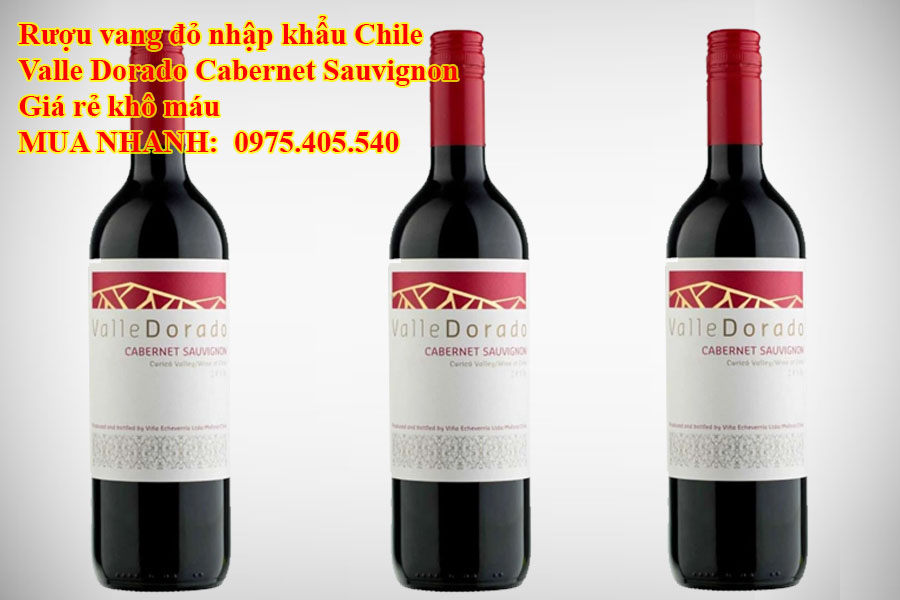 Rượu vang đỏ nhập khẩu Chile Valle Dorado Cabernet Sauvignon Giá rẻ khô máu 