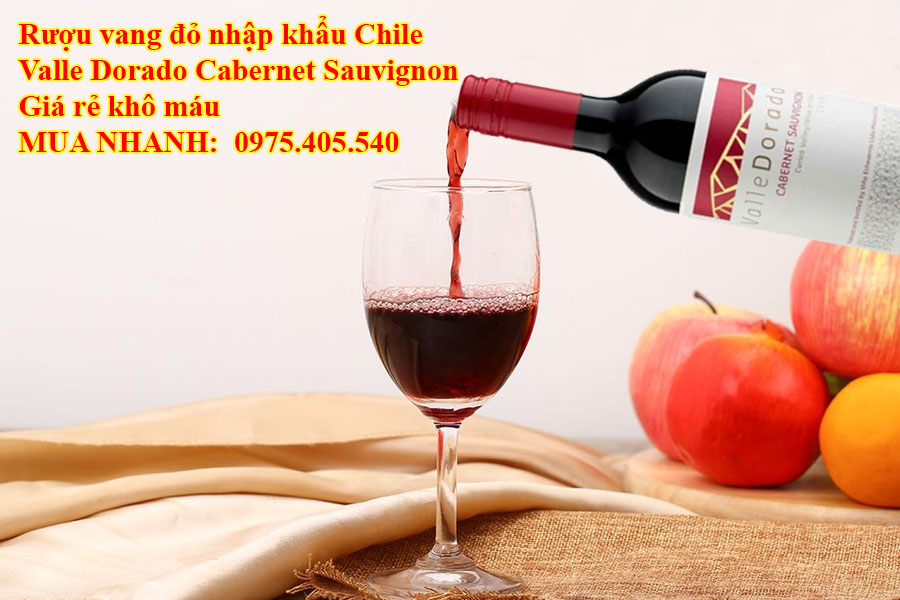 Rượu vang đỏ nhập khẩu Chile Valle Dorado Cabernet Sauvignon Giá rẻ khô máu 