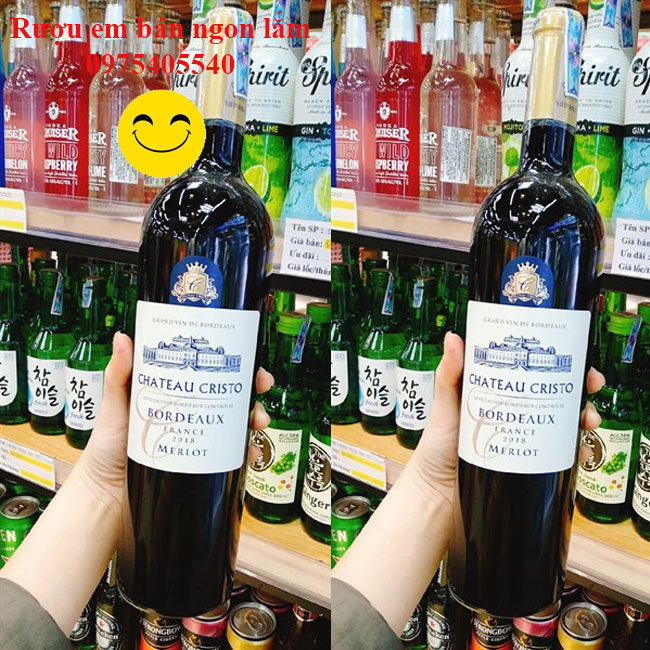 Rượu vang đỏ nhập khẩu Pháp Chateau Cristo Merlot Chai 750ml