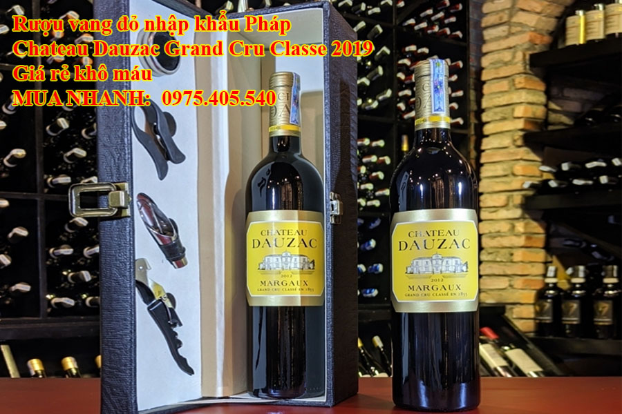 Rượu vang đỏ nhập khẩu Pháp Chateau Dauzac Grand Cru Classe 2019 Giá rẻ khô máu 