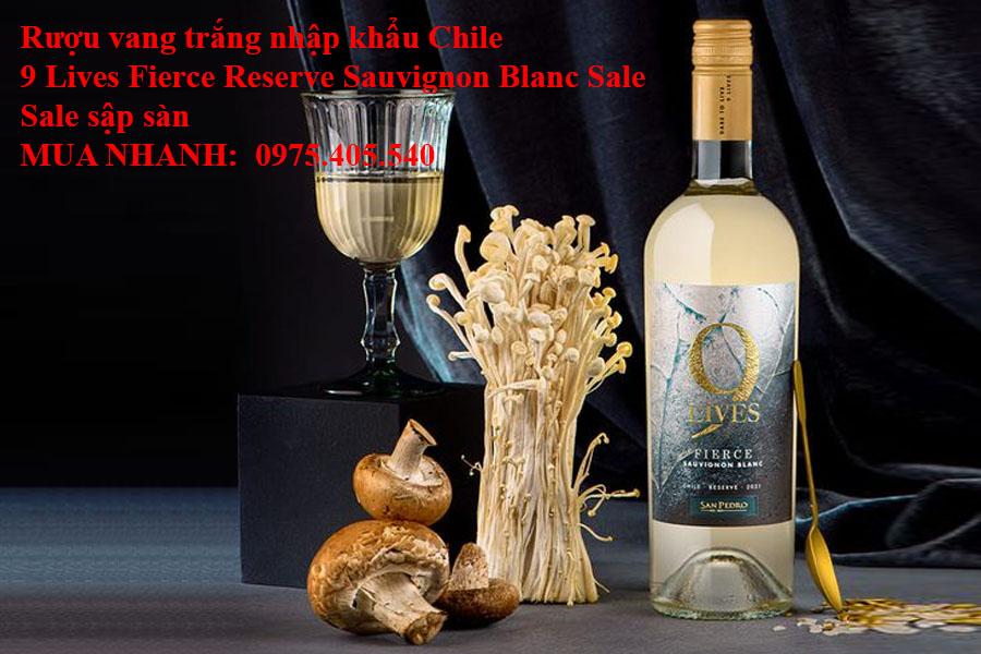 Rượu vang trắng nhập khẩu Chile 9 Lives Fierce Reserve Sauvignon Blanc Sale sập sàng