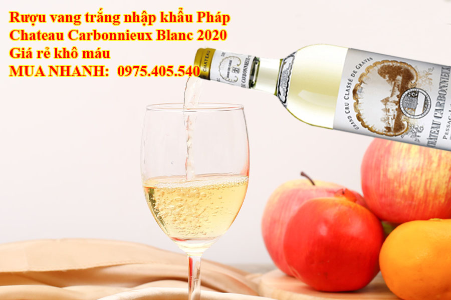 Rượu vang trắng nhập khẩu Pháp Chateau Carbonnieux Blanc 2020 Giá rẻ khô máu 