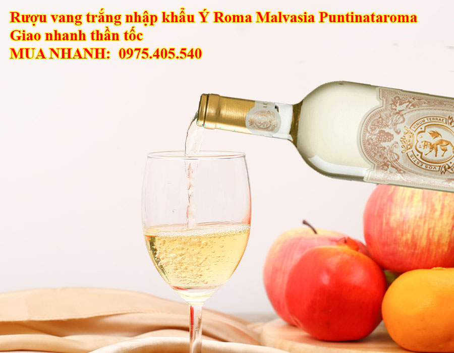 Rượu vang trắng nhập khẩu Ý Roma Malvasia Puntinataroma Giao nhanh thần tốc